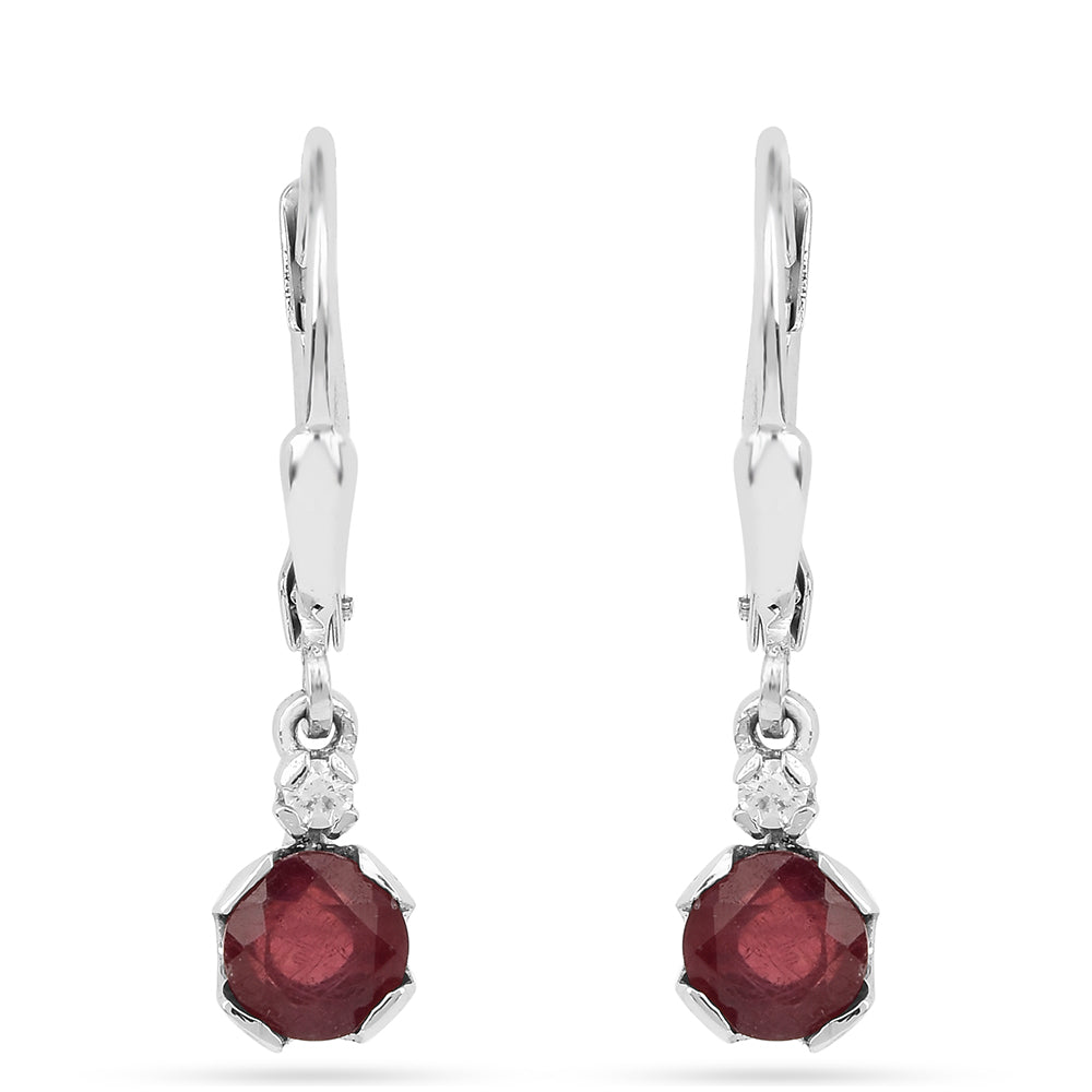 Cercei din Argint 925 ( 1.61 grame ) cu Rubin Thailandez și Zircon Alb 1.62 Carate