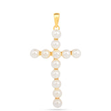 Cruce Pandantiv din Argint 925 Placat cu Aur ( 1.91 grame ) cu Perlă de Apă Dulce Crem 10.86 Carate