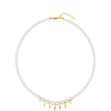 Colier din Argint 925 Placat cu Aur ( 4.47 grame ) cu Perlă de Apă Dulce Crem 117.62 Carate