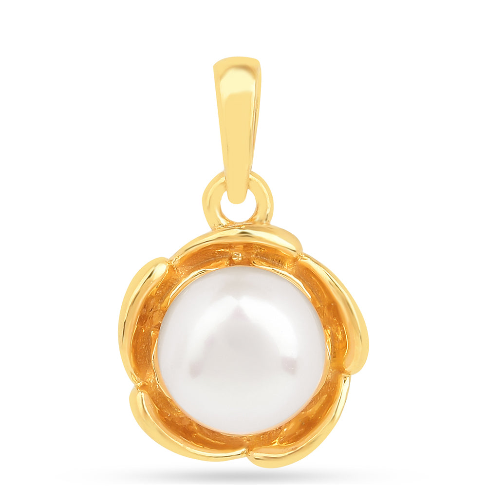 Pandantiv din Argint 925 Placat cu Aur ( 1.07 grame ) cu Perlă de Apă Dulce Crem 2.45 Carate