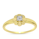 Inel din Argint 925 Placat cu Aur ( 3.14 grame ) cu Diamant Alb 0.01 Carate