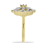 Inel din Argint 925 Placat cu Aur ( 3.41 grame ) cu Diamant Verde și Diamant Alb 0.09 Carate