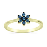 Inel din Argint 925 Placat cu Aur ( 2.12 grame ) cu Diamant Albastru 0.18 Carate