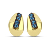 Cercei din Argint 925 Placat cu Aur ( 2.36 grame ) cu Diamant Albastru 0.1 Carate