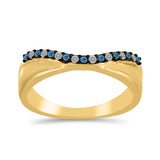 Inel din Argint 925 Placat cu Aur ( 3 grame ) cu Diamant Albastru și Diamant Alb 0.2 Carate