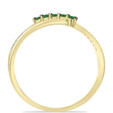 Inel din Argint 925 Placat cu Aur ( 3.14 grame ) cu Diamant Verde și Diamant Alb 0.24 Carate