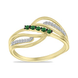 Inel din Argint 925 Placat cu Aur ( 3.14 grame ) cu Diamant Verde și Diamant Alb 0.24 Carate