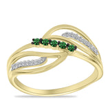 Inel din Argint 925 Placat cu Aur ( 3.14 grame ) cu Diamant Verde și Diamant Alb 0.24 Carate