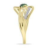 Inel din Argint 925 Placat cu Aur ( 3.14 grame ) cu Diamant Verde și Diamant Alb 0.24 Carate
