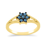 Inel din Argint 925 Placat cu Aur ( 2.29 grame ) cu Diamant Albastru 0.18 Carate