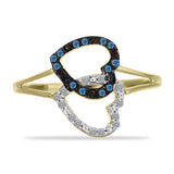 Inel din Argint 925 Placat cu Aur ( 2.52 grame ) cu Diamant Albastru și Diamant Alb 0.2 Carate