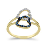 Inel din Argint 925 Placat cu Aur ( 2.52 grame ) cu Diamant Albastru și Diamant Alb 0.2 Carate