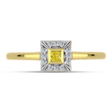 Inel din Argint 925 Placat cu Aur ( 2.08 grame ) cu Diamant Galben și Zircon Alb Natural 0.22 Carate