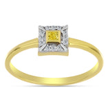 Inel din Argint 925 Placat cu Aur ( 2.08 grame ) cu Diamant Galben și Zircon Alb Natural 0.22 Carate