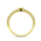 Inel din Argint 925 Placat cu Aur ( 2.4 grame ) cu Diamant Galben și Zircon Alb Natural 0.39 Carate