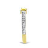 Inel din Argint 925 Placat cu Aur ( 2.4 grame ) cu Diamant Galben și Zircon Alb Natural 0.39 Carate