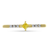 Inel din Argint 925 Placat cu Aur ( 1.54 grame ) cu Diamant Galben și Zircon Alb Natural 0.18 Carate