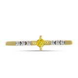Inel din Argint 925 Placat cu Aur ( 1.54 grame ) cu Diamant Galben și Zircon Alb Natural 0.18 Carate