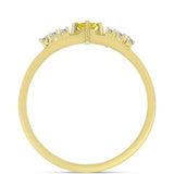 Inel din Argint 925 Placat cu Aur ( 1.54 grame ) cu Diamant Galben și Zircon Alb Natural 0.18 Carate