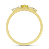 Inel din Argint 925 Placat cu Aur ( 1.54 grame ) cu Diamant Galben și Zircon Alb Natural 0.18 Carate