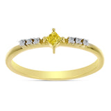 Inel din Argint 925 Placat cu Aur ( 1.54 grame ) cu Diamant Galben și Zircon Alb Natural 0.18 Carate