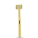 Inel din Argint 925 Placat cu Aur ( 1.54 grame ) cu Diamant Galben și Zircon Alb Natural 0.18 Carate