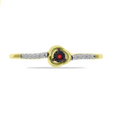 Inel din Argint 925 Placat cu Aur ( 1.46 grame ) cu Diamant Roșu și Zircon Alb 0.12 Carate
