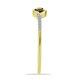 Inel din Argint 925 Placat cu Aur ( 1.46 grame ) cu Diamant Roșu și Zircon Alb 0.12 Carate