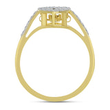 Inel din Argint 925 Placat cu Aur ( 2.59 grame ) cu Diamant Alb și Zircon Alb 0.5 Carate