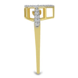 Inel din Argint 925 Placat cu Aur ( 2.59 grame ) cu Diamant Alb și Zircon Alb 0.5 Carate