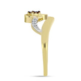 Inel din Argint 925 Placat cu Aur ( 2.78 grame ) cu Diamant Albastru și Zircon Alb 0.1 Carate