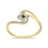 Inel din Argint 925 Placat cu Aur ( 2.72 grame ) cu Diamant Verde și Zircon Alb 0.17 Carate