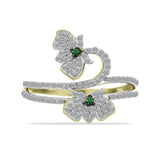 Inel din Argint 925 Placat cu Aur ( 3.37 grame ) cu Diamant Verde și Zircon Alb 1.19 Carate