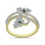 Inel din Argint 925 Placat cu Aur ( 3.37 grame ) cu Diamant Verde și Zircon Alb 1.19 Carate