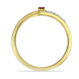 Inel din Argint 925 Placat cu Aur ( 1.47 grame ) cu Diamant Roșu și Zircon Alb 0.07 Carate