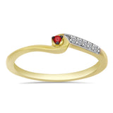 Inel din Argint 925 Placat cu Aur ( 1.47 grame ) cu Diamant Roșu și Zircon Alb 0.07 Carate