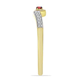 Inel din Argint 925 Placat cu Aur ( 1.47 grame ) cu Diamant Roșu și Zircon Alb 0.07 Carate