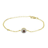 Brățară din Argint 925 Placat cu Aur ( 2.77 grame ) cu Diamant Roșu și Zircon Alb 0.2 Carate