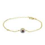 Brățară din Argint 925 Placat cu Aur ( 2.77 grame ) cu Diamant Roșu și Zircon Alb 0.2 Carate