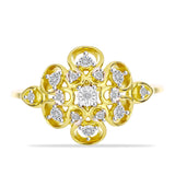 Inel din Argint 925 Placat cu Aur ( 2.94 grame ) cu Diamant Alb și Zircon Alb 0.47 Carate