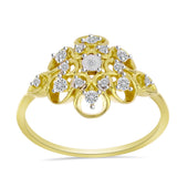 Inel din Argint 925 Placat cu Aur ( 2.94 grame ) cu Diamant Alb și Zircon Alb 0.47 Carate