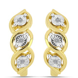 Cercei din Argint 925 Placat cu Aur ( 4.04 grame ) cu Diamant Alb 0.05 Carate