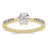 Inel din Argint 925 Placat cu Aur ( 1.8 grame ) cu Diamant Alb și Zircon Alb 0.03 Carate