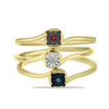 Set din Argint 925 Placat cu Aur ( 5.91 grame ) cu Diamant Albastru și Diamant Alb 0.02 Carate ( Inel )