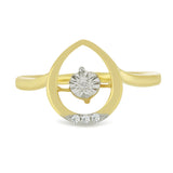 Inel din Argint 925 Placat cu Aur ( 2.77 grame ) cu Diamant Alb și Zircon Alb 0.05 Carate