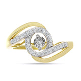 Inel din Argint 925 Placat cu Aur ( 3.69 grame ) cu Diamant Alb și Zircon Alb 0.32 Carate
