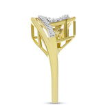Inel din Argint 925 Placat cu Aur ( 3.69 grame ) cu Diamant Alb și Zircon Alb 0.32 Carate