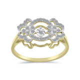Inel din Argint 925 Placat cu Aur ( 3.16 grame ) cu Diamant Alb și Zircon Alb 0.49 Carate