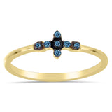 Inel din Argint 925 Placat cu Aur ( 1.47 grame ) cu Diamant Albastru și Diamant Alb 0.3 Carate