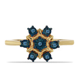 Inel din Argint 925 Placat cu Aur ( 2.86 grame ) cu Diamant Albastru 0.06 Carate